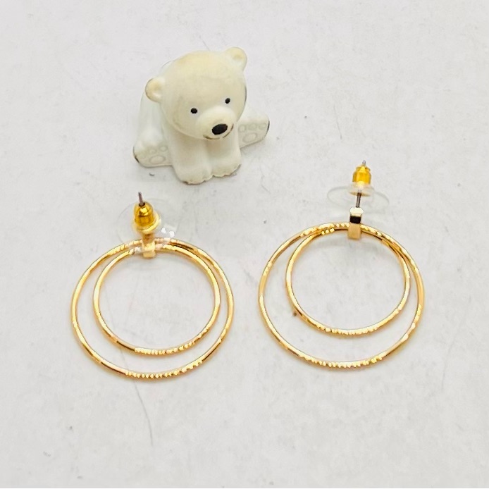 Brand New, Rachel Zoe Gold Tone Two Ring Hoop Earring